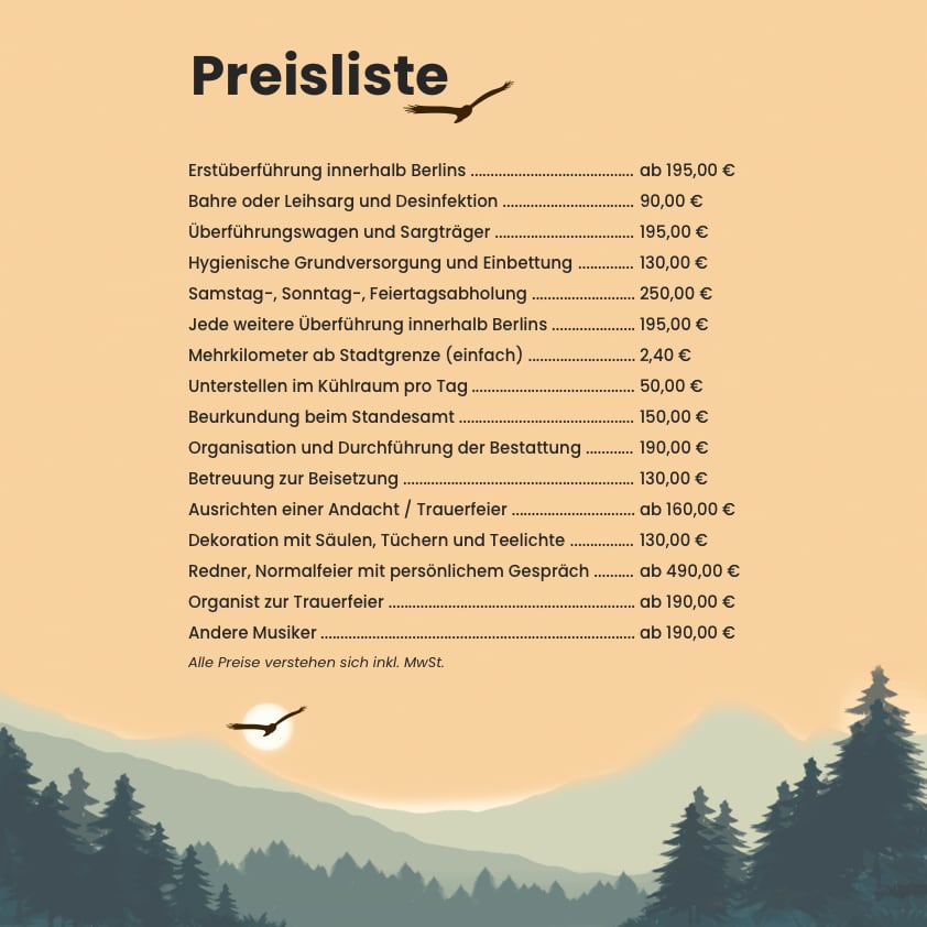 Liste aller Preise